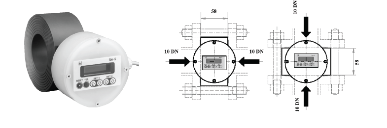 Prietokomer model D-EL s displejom - medziprírubové pripojenie