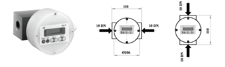 Prietokomer model D-EL s displejom -závitové pripojenie